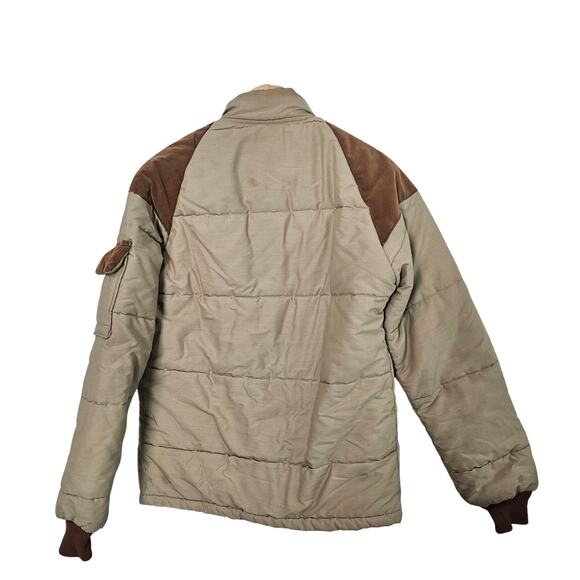 Vintage Puffer Coat Mens Small Tan Brown 80s Utility Farm Ranch Western Warm - Picture 2 of 13